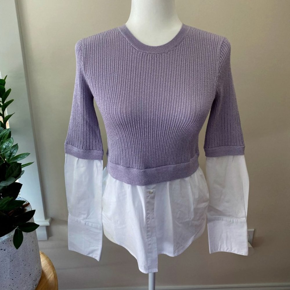 Veronica Beard Mixed Media Sweater (Lilac)